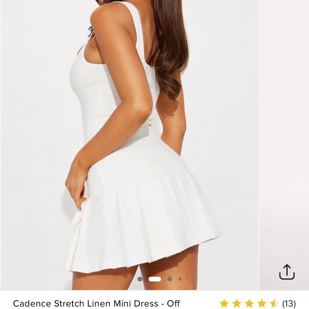 Brand New White Stretch Linen Mini Dress.